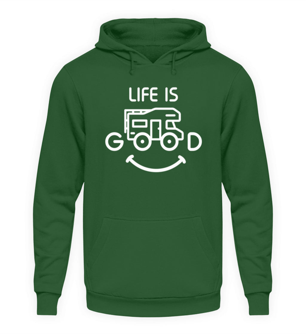 LIFE IS GOOD - Unisex Hoodie - Bottle Green