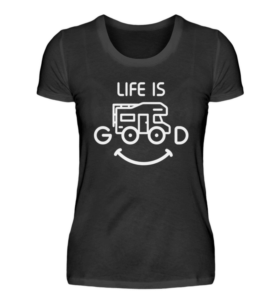 LIFE IS GOOD - Damenshirt in der Farbe Black