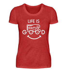 LIFE IS GOOD - Damenshirt in der Farbe Red