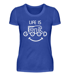 LIFE IS GOOD - Damenshirt in der Farbe Neon Blue